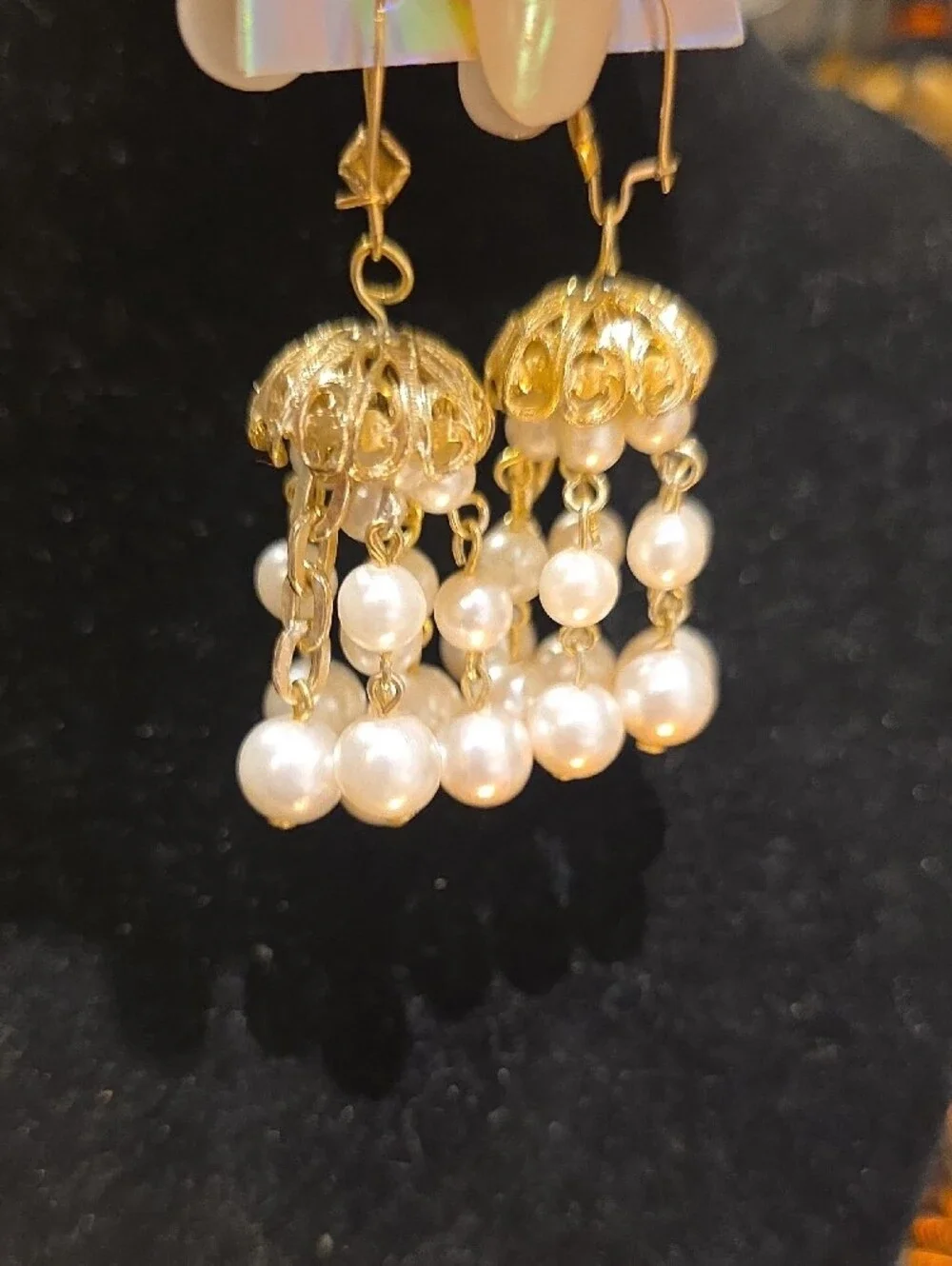 Sarah Coventry Gold-Tone Pearl Tassel Earrings